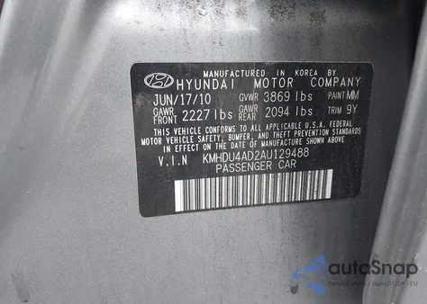 2010 Hyundai Elantra Gls from USA, damaged, VIN KMHDU4AD2AU129488